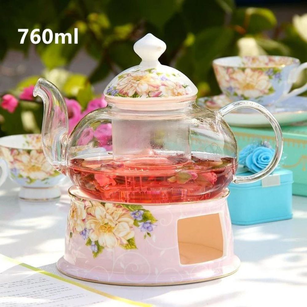 Théière anglaise porcelaine et verre 760 ml