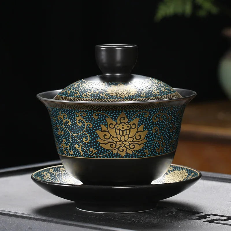 Tasse à thé Gaiwan noire style 2