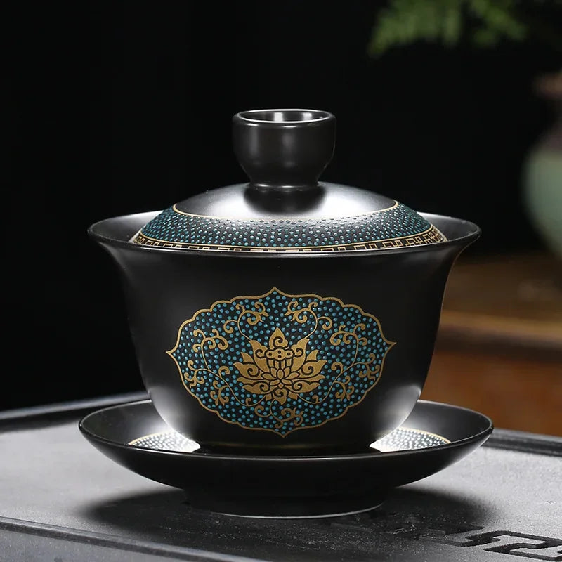 Tasse à thé Gaiwan noire style 3