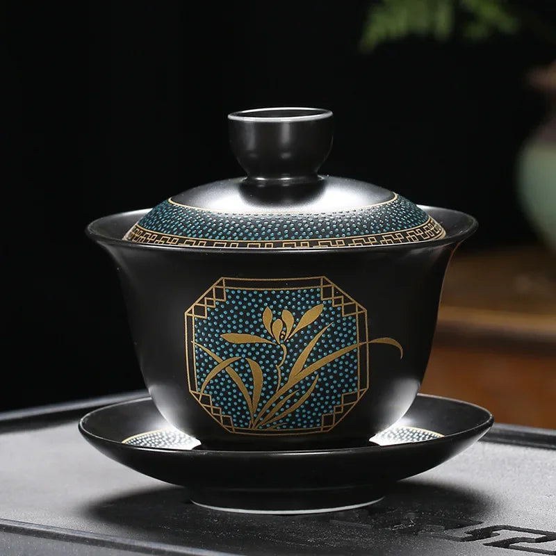 Tasse à thé Gaiwan noire